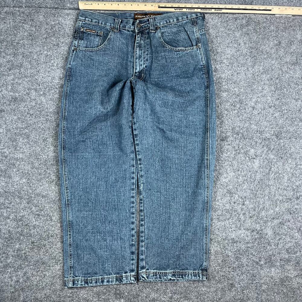 American Studios Jeans Mens 38x30 Blue Straight Leg Medium‎ Wash Casual